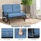 Costway Glider Outdoor Patio Rocking Bench Loveseat Cushioned Seat Steel Frame Blue